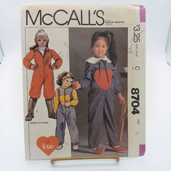 Vintage McCall's 8704 Toddler & Children's Jumpsuit Sewing Pattern Size 2 UNCUT - Picture 1 of 2